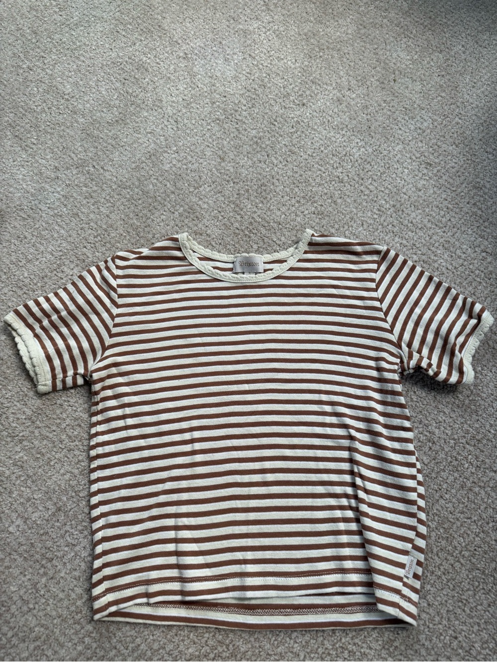Brixton Brown & Cream Striped Short Sleeve Tee